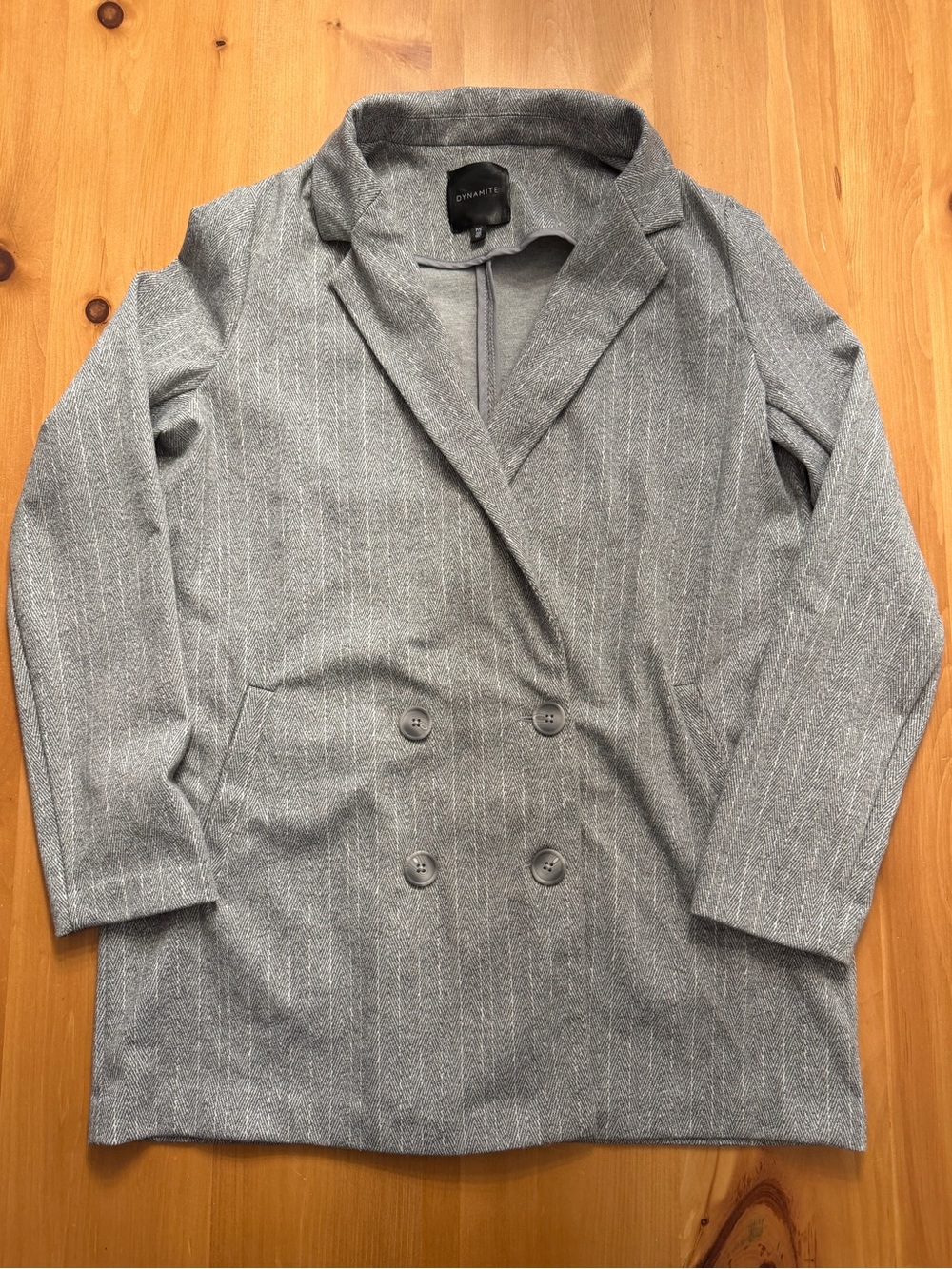Dynamite Gray Pinstripe Double-Breasted Women's Blazer